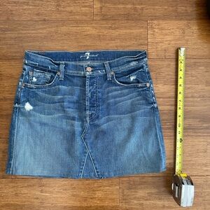 7 For All Mankind Distressed Blue Mini Skirt